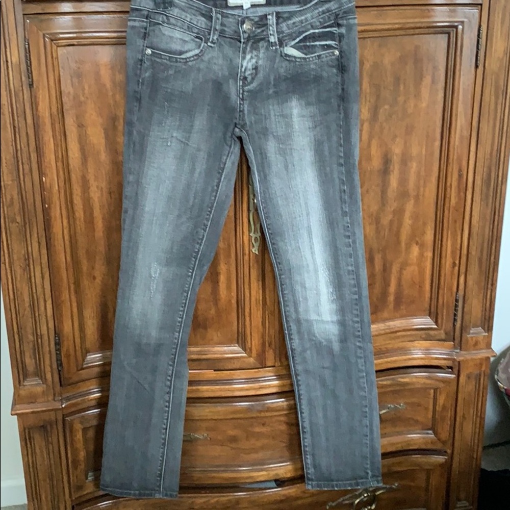 👖Black distressed denim jeans